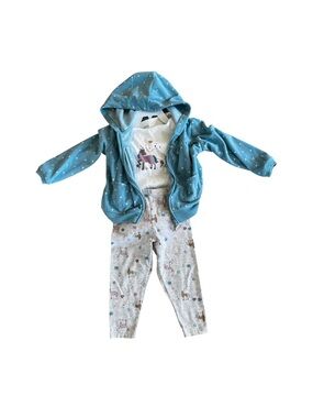 2T Unicorn Matching Set- Hoodie, T Shirt Onesie and Leggings
